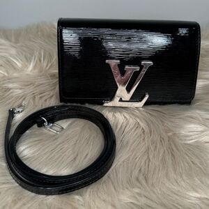 Louis Vuitton Black Clutch with Silver Logo